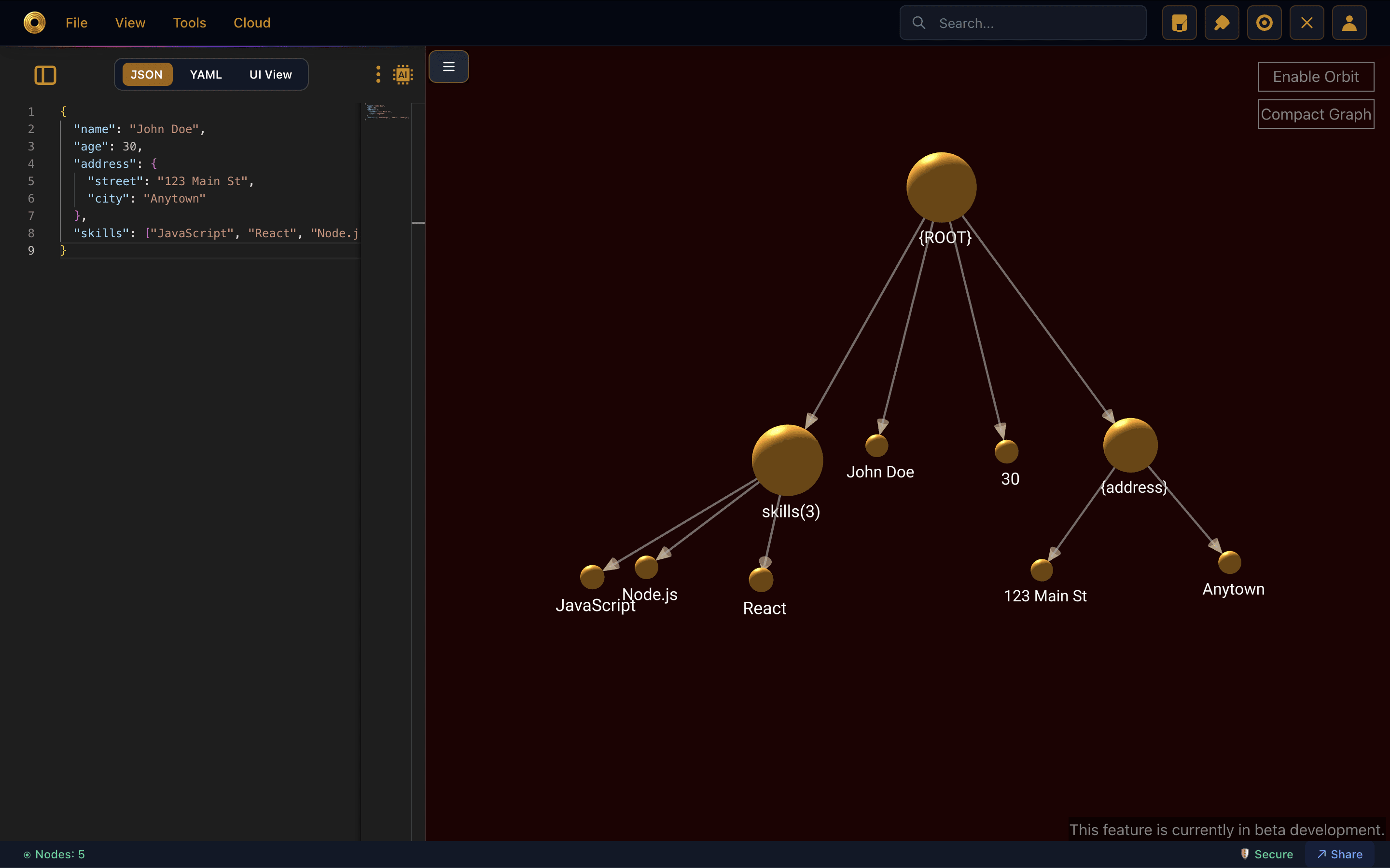 JSON 3D Diagram